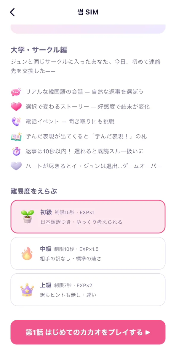 PICKO 썸 SIM ルールと難易度